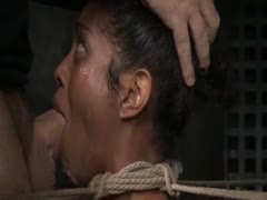 Young and dick greedy floozy tied on a sybian and facefucked